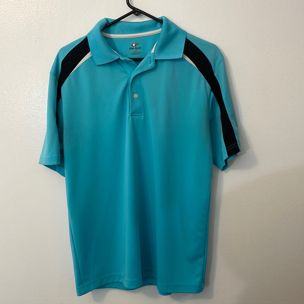 Top Flite medium blue with black trim, golf / polo shirt
